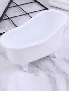 1pc Bathtub Shaped Mini Makeup Organizer - White - View 1