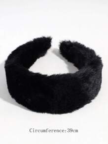 1pc Ladies' Solid Color Wide Headband, Fashionable For Daily Wear - Black - View 3