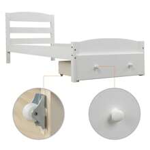 Twin Size Wood Platform Bed Frame Storage Bed with Drawer Wood Slat Support Captain Kids Bed Daybed Headboard Footboard No Box Spring Needed - trắng - Xem 6