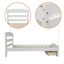 Twin Size Wood Platform Bed Frame Storage Bed with Drawer Wood Slat Support Captain Kids Bed Daybed Headboard Footboard No Box Spring Needed - trắng - Xem 5