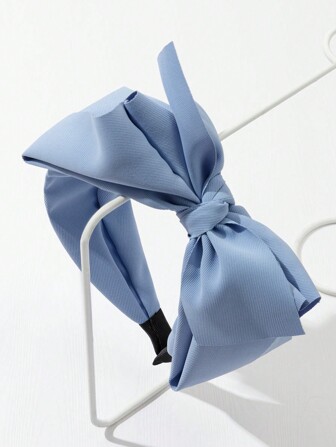 1 pièce Bandeau pour femme bleu à rayures diagonales doubles avec grand nœud sur le côté, élégant, , doux pour l'école ou le port quotidien, convient pour toutes les saisons, bandeau, serre-tête, accessoires pour cheveux