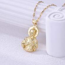 1條銅製18k鍍金聖猶達翰禱告項鍊,男女適用 - 金色 - 查看 2