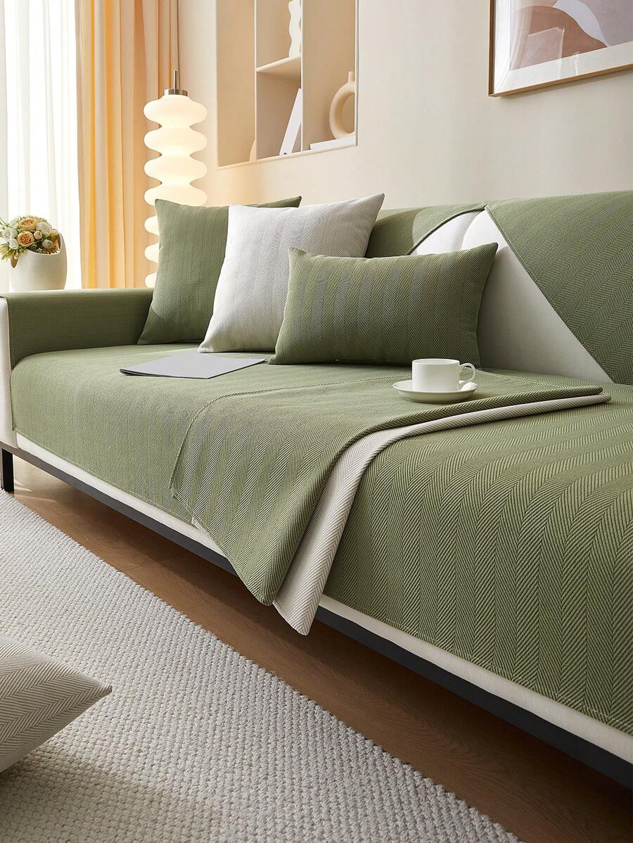 Herringbone Sherpa Living Room Sofa Cushion Cover With Anti-slip Design And Cat-scratch Prevention, 2023 New Upscale Sofa Cover For All Seasons