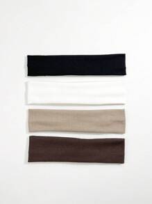 4pcs/set Solid Color Fashionable Sports Headband For Women, Suitable For Daily Exercise - Multicolor - View 2