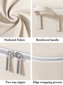 1PC Linen Zippered Storage Bag, Clothing Storage Bag, Underwear Storage Bag, Quilt Storage Bag, Toy Storage Bag, Two-Way Zipper, Edge Binding Technology, Reinforced Handle, Preferred Fabric, Suitable For Home Storage And Storage Quilt Bag Quilt Storage Bag Clothes Storage For Bedroom Wardrobe Home Travel Accessories Travel Essentials School Organizer Bags Teacher Storage Bags - Beige - View 10