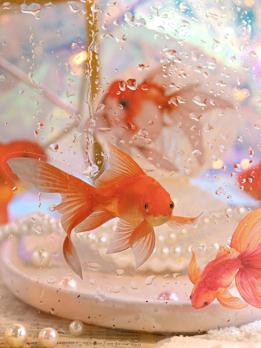 30張金魚貼紙套裝,寵物材質,透明防水,適用於diy杯子裝飾,剪貼簿,手工藝,學生獎品 - 彩色 - 查看 1