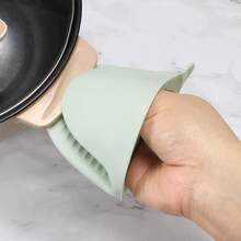 矽膠烤箱手套耐熱,矽膠廚房鍋蓋,迷你烤箱手套,橡膠烤箱手套,戶外野餐保溫廚房手套,夾子手套,可愛廚房手套(黑色) - 黑色 - 查看 5