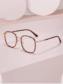 1 件男女通用玳瑁色圆框金属抗疲劳眼镜 - 彩色 - 查看 5