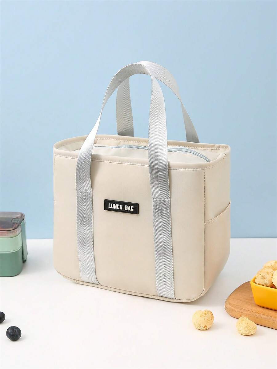 Thickened Portable Waterproof Insulated Lunch Bag - Beige - View 1