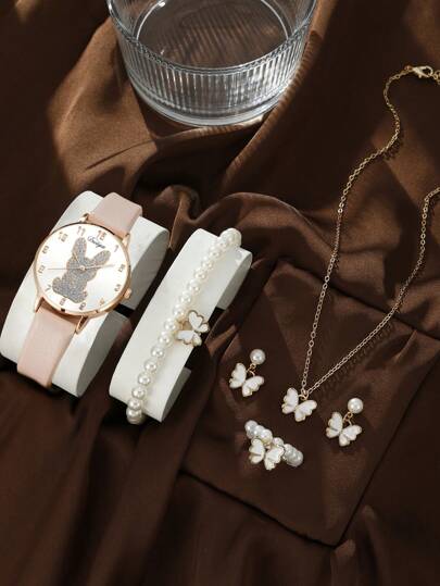 子供用時計 うさぎデザイン カジュアル腕時計 クォーツ時計 +