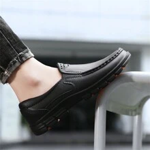 Men's Non-Slip & Wear Resistant Work Shoes, Chef Shoes With Oil & Water Resistance, Kitchen Shoes - Black - View 6