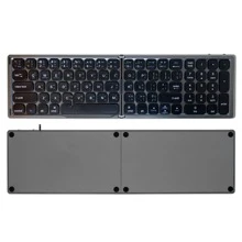 JOMAA Thai Foldable Bluetooth Keyboard with Numeric Keypad Full Size Portable Wireless Keyboard with Holder, Rechargeable Pocket Folding Keyboard for iOS Windows Android Phone Tablet Laptop - Dark Grey - Thai - View 6