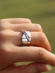 1 PC Glamorous Cubic Zirconia Ring For Women For Wedding Engagement Party Jewelry Valentine's Day Gift - Multicolor - View 6