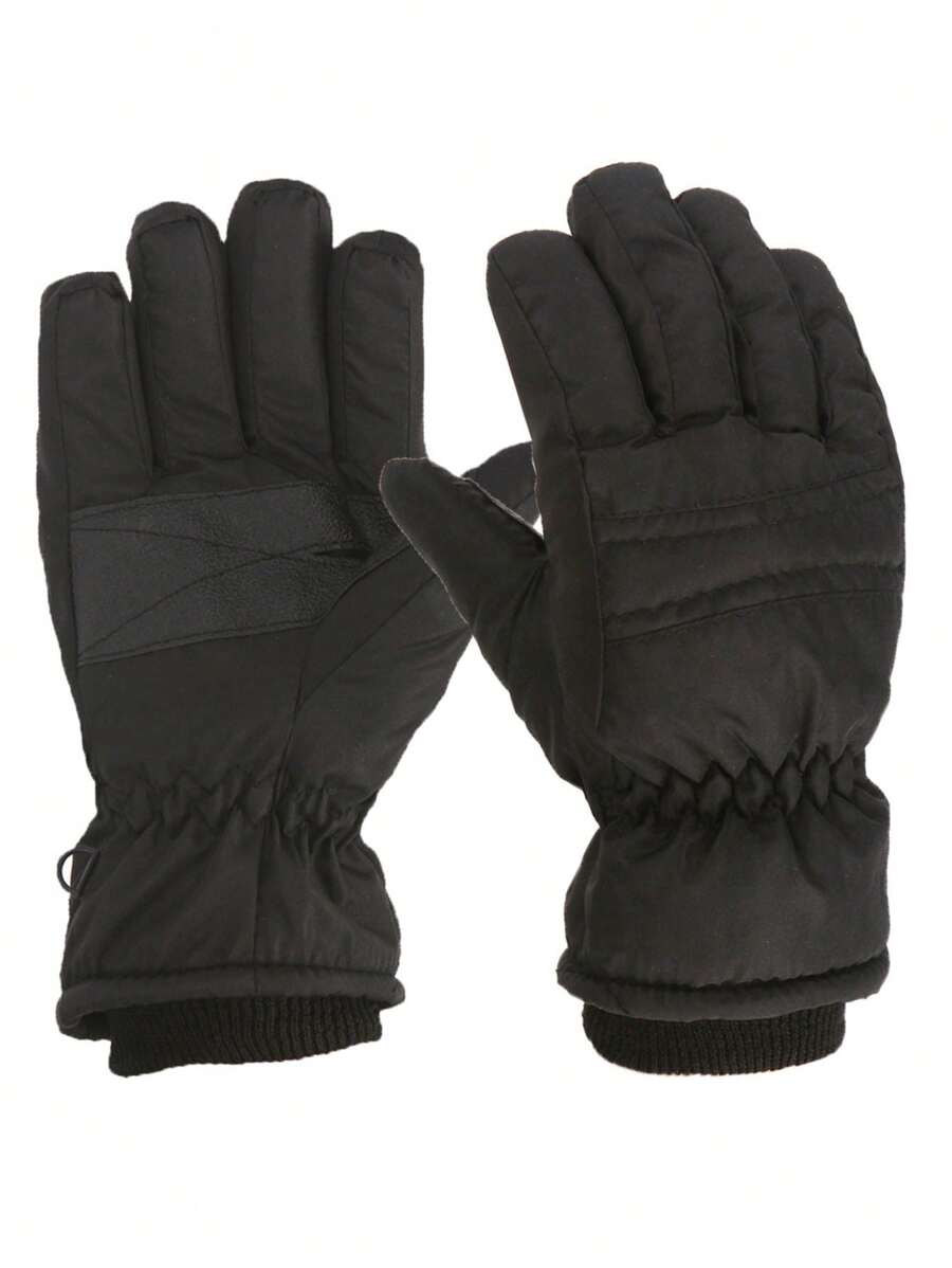 Children's Winter Full Finger Ski Gloves Thicken Warm Windproof Coldproof Outdoor Solid Color