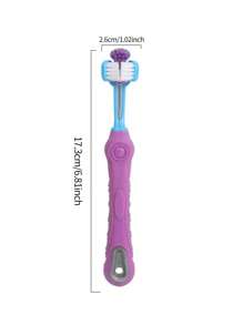 Pet Oral Care Three-sided Triple-headed Toothbrush - Purple - View 2