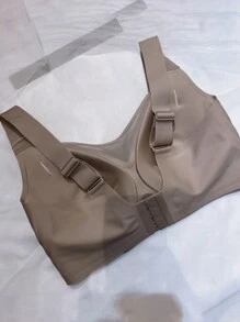 大码无缝胸罩，聚拢，防下垂，侧面支撑，无钢圈，聚拢，胸部塑形，减少多余脂肪 - 咖啡棕 - 查看 2