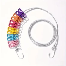 1 件旅行便攜式晾衣繩,室內戶外晾衣繩帶 12 個衣夾,輕便旅行防曬繩,晾衣繩,用於衣服、包包、襪子、圍巾、毛巾