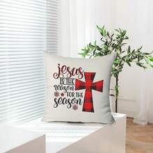 1 Miếng Hiện đại Hình vuông Vỏ gối Với Vượt qua & In thư , Mềm mại Và Có thể giặt được Vỏ gối thắt lưng Đối với Sofa , Phòng ngủ , Nhà  Trang trí Đối với Giáng sinh , Mùa Đông , Kỳ nghỉ , Các bữa tiệc - Hồng - Xem 5