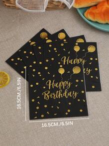 10pcs Birthday Party Disposable Napkin, Modern Slogan & Balloon Print Disposable Paper Napkin For Birthday Party - Multicolor - View 3