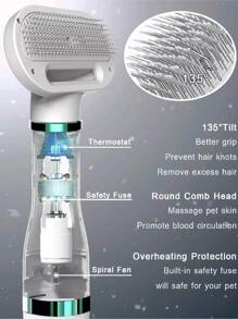 Cepillo Secadora Peinadora Para Mascotas Perros Gatos 2 En 1 - Blanco - Ver 3