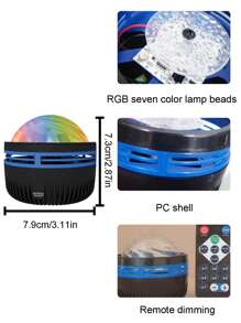 Lámpara De Proyección De Onda De Agua Usb Luz Nocturna De Ambiente - Multicolor - Ver 7