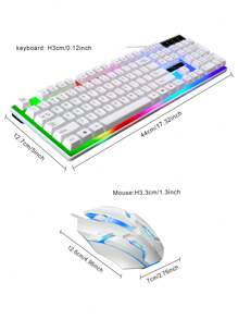 Cool Illuminated Gaming Keyboard And Mouse Set, Wired Mechanical Keyboard And Mouse For Desktop, Laptop Gaming - White - View 9