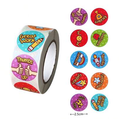 500 張貼紙/卷獎勵貼紙標籤,8 種不同風格的文具貼紙密封標籤,用於教師評分作業獎勵可愛裝飾貼紙