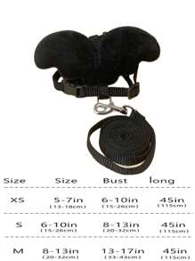 1pc Angel Wing Decor Chest & Back Traction Rope Cat Leash, Letter Shaped Pet Leash For Dog And Cat Anti-breakaway - Black - View 2