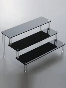 1pc Acrylic DIY Trapezoid Display And Storage Rack,For Holiday Beach, Bathroom Collection, Bedroom Collection, Large Capacity - Black and White - View 6