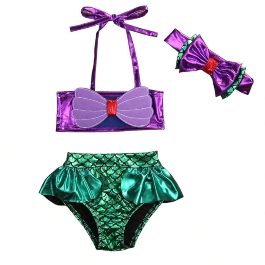 Baby Swimsuit (Bikini) 3 Piece Set - 綠色 - 查看 1