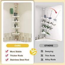 Bathroom Corner Shower Organizer, 4 Shelves - White - View 4