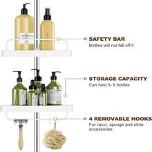 Bathroom Corner Shower Organizer, 4 Shelves - White - View 7