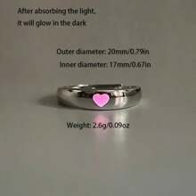 1 件發光愛心戒指,可調式情侶戒指,男女萬聖節派對禮物