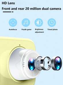 1200w 1080p數碼相機,彩色可充電相機,配有2英寸tft液晶屏幕,支持64gb Mini Sd卡(黃色) - 黃色 - 查看 4