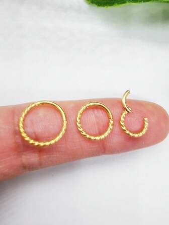 316l Seamless Coil New Twist Flower Pierced Open Earrings