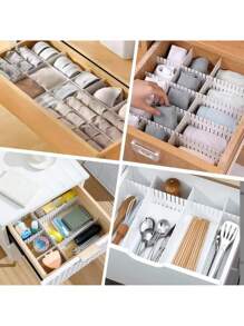 Set Of 4 Adjustable Multipurpose Drawer Dividers Back To School Dormitory Storage - White - View 3