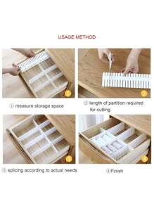 Set Of 4 Adjustable Multipurpose Drawer Dividers Back To School Dormitory Storage - White - View 7