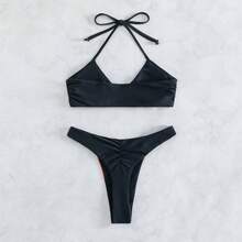 Sexy Fashionable Contrast Color Bikini Set For Women Summer