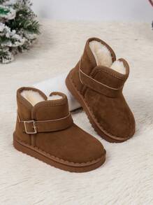 1 Par De Botas Curtas Quentes E Elegantes Para Meninos E Meninas Com Sola Macia E Espessada Para O Inverno
