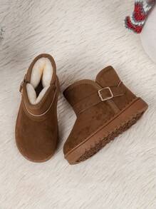 1 Par De Botas Curtas Quentes E Elegantes Para Meninos E Meninas Com Sola Macia E Espessada Para O Inverno