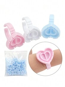 100入組白色假睫毛延長膠固定盤/戒指/玻璃杯,美甲調色盤,美容化妝師用品,適用於美容/水貂/假睫毛/美甲沙龍 - 白色 - 查看 6