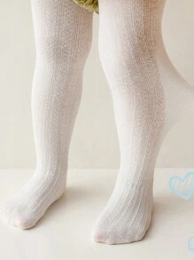 1pc Baby Girls' Soft And Comfortable White Footed Tights