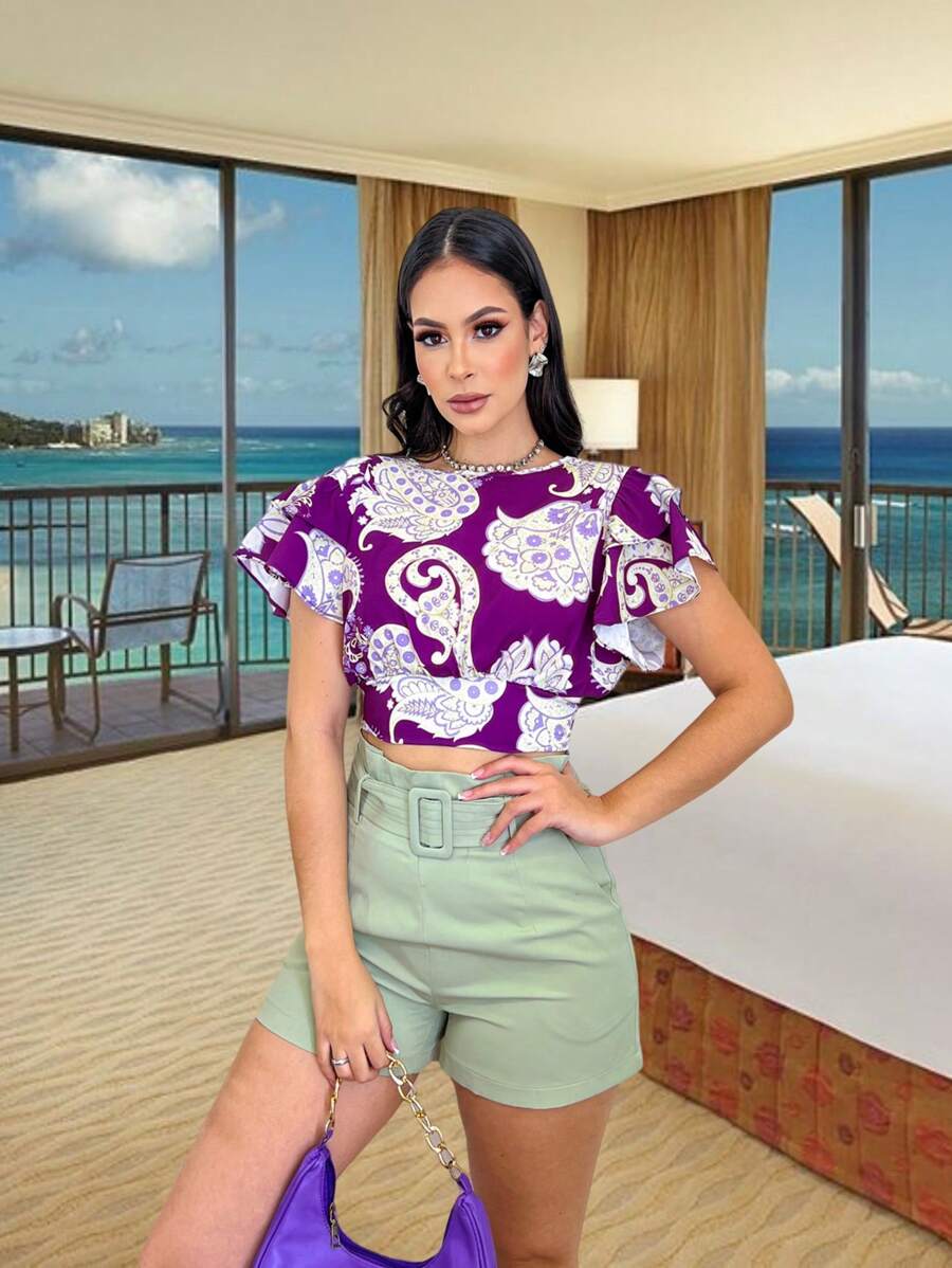 Women Tops - 紫色 - 查看 1