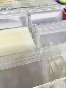 1 pieza 6 cuadros acrílico transparente Caja de almacenamiento de tarjeta con Tapa - transparente - Ver 4