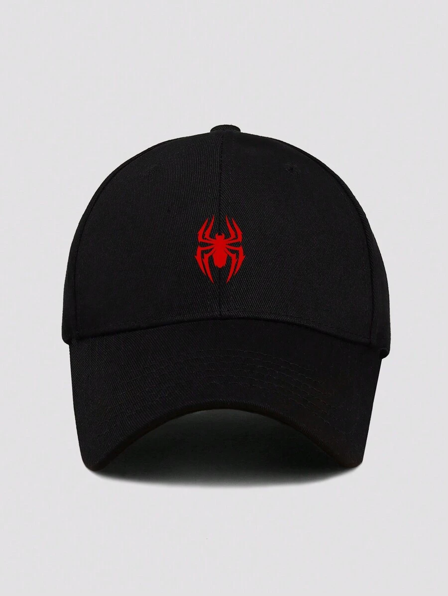 1pc Men's Printed Spider Pattern Adjustable Casual Baseball Cap, Suitable For Daily Wear Street Halloween - Black - View 1