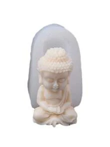 1pc Small Buddha Shaped Silicone Candle Mold For Making Decorative Candles - White - View 5