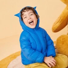 Balabala Áo khoác lông vũ nhẹ cơ bản có mũ trùm đầu cho bé trai - Màu xanh lam - Xem 4