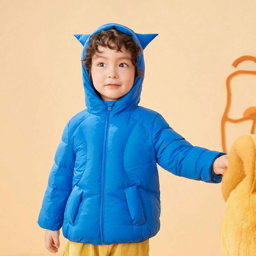 Balabala Áo khoác lông vũ nhẹ cơ bản có mũ trùm đầu cho bé trai - Màu xanh lam - Xem 1