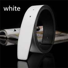 不附腰帶扣飾3.7cm寬度女性和男士腰帶,豪華質量,柔軟的PU皮革,男士穿孔和平滑,合適的適用於4.0CM寬度,穿孔扣飾頭,內徑,3.8寬度腰帶 - 白色 - 查看 1