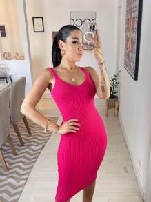 Women Sweater Dresses - Hồng - Xem 1